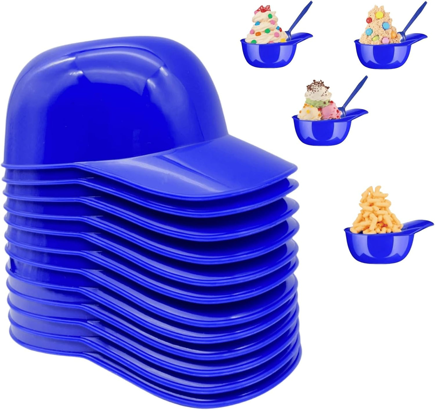 Cuencos helado con cuchara 12 pzas reutilizables azul