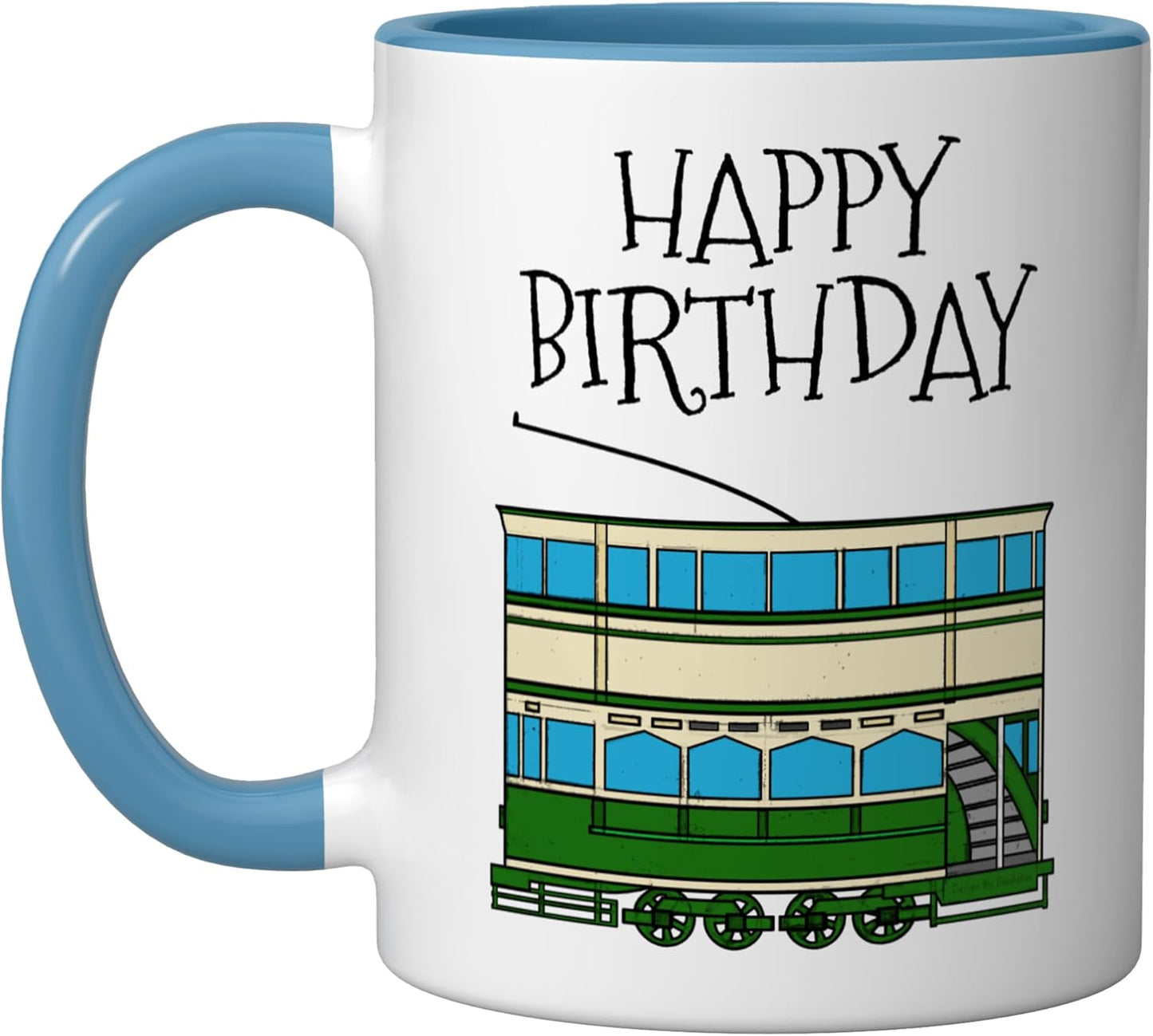 Taza Cerámica Cumpleaños Tren Azul Blanco