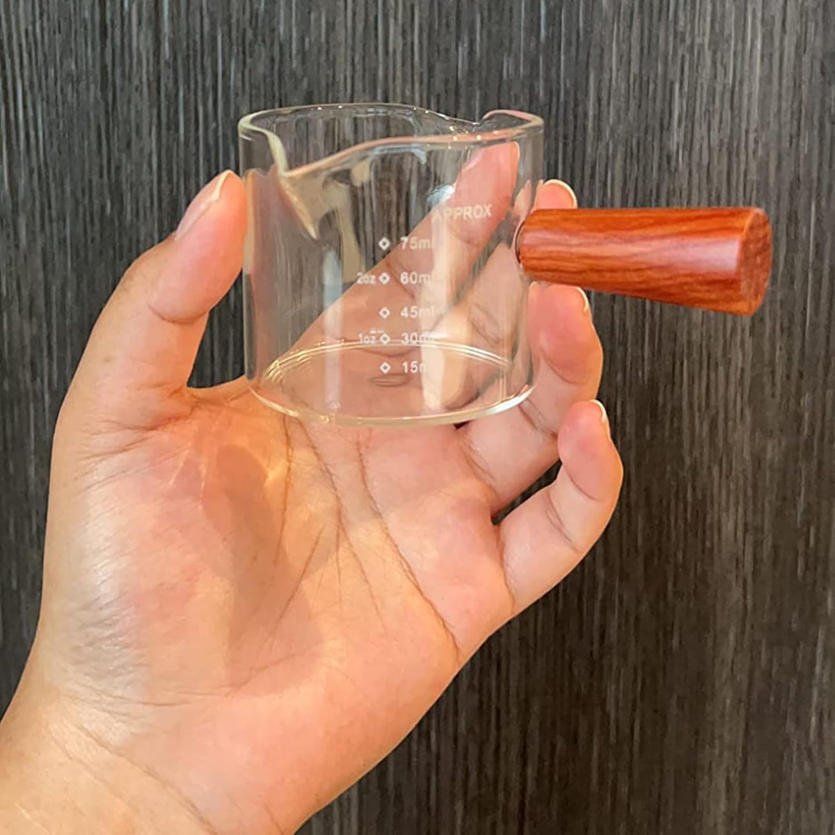 Tazas medidoras espresso con asa 2.5oz vidrio borosilicato