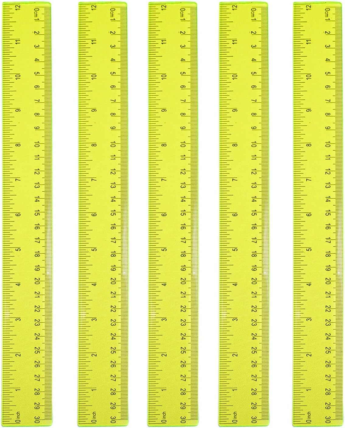 5 Reglas Plástico Transparente 12" Pack 5