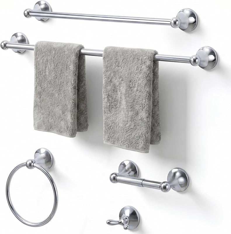 Toallero pared 24" set 5 acero inox cromado