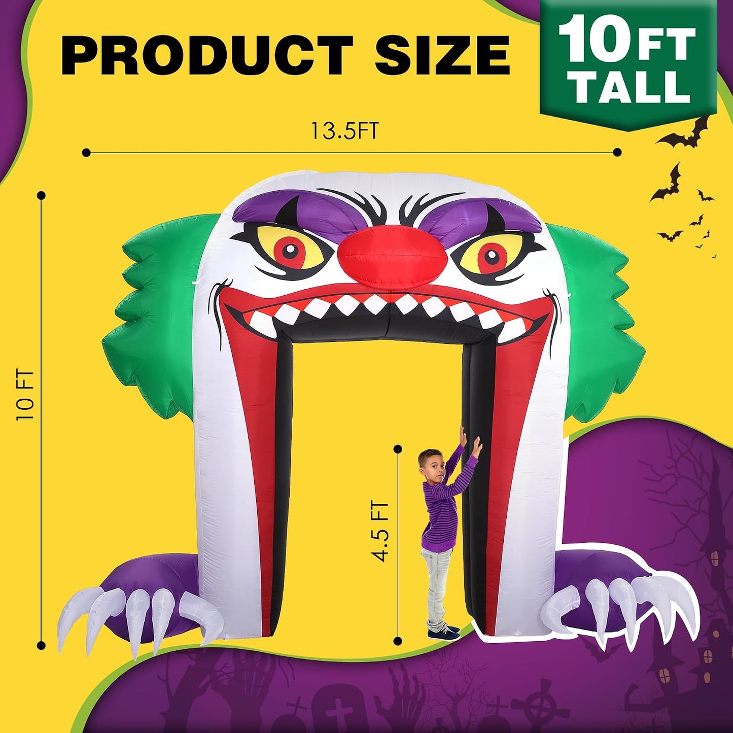 Arco inflable payaso Halloween 10ft para exteriores