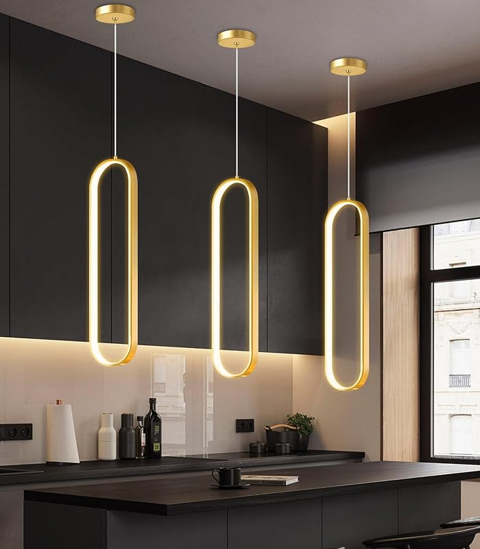Candelabro LED ajustable para cocina y sala color dorado