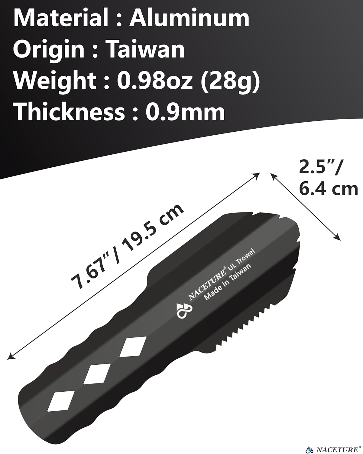 Paleta aluminio multiherramienta senderismo camping negro