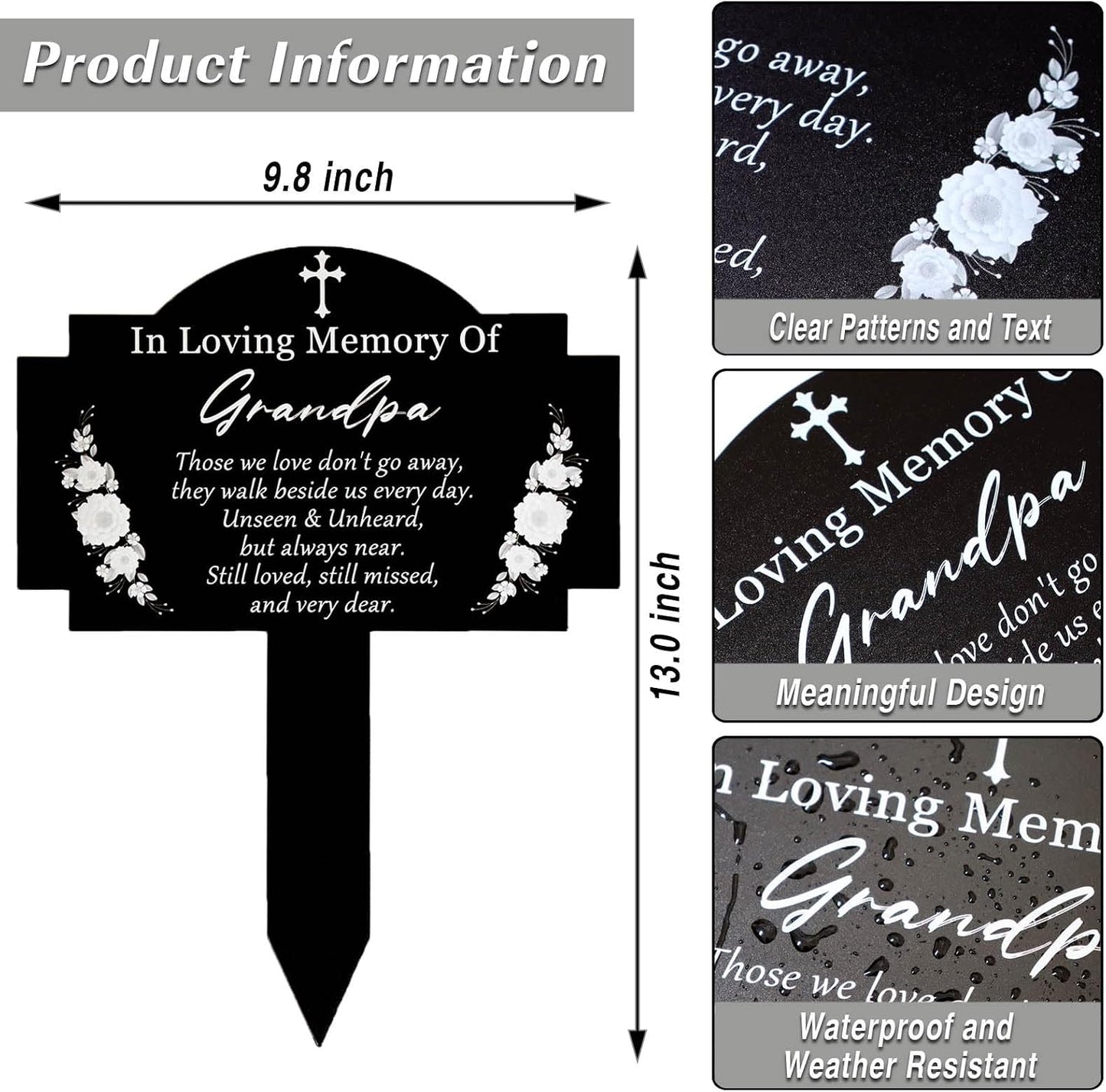 Estaca conmemorativa metal impermeable cementerio 13x9.8"