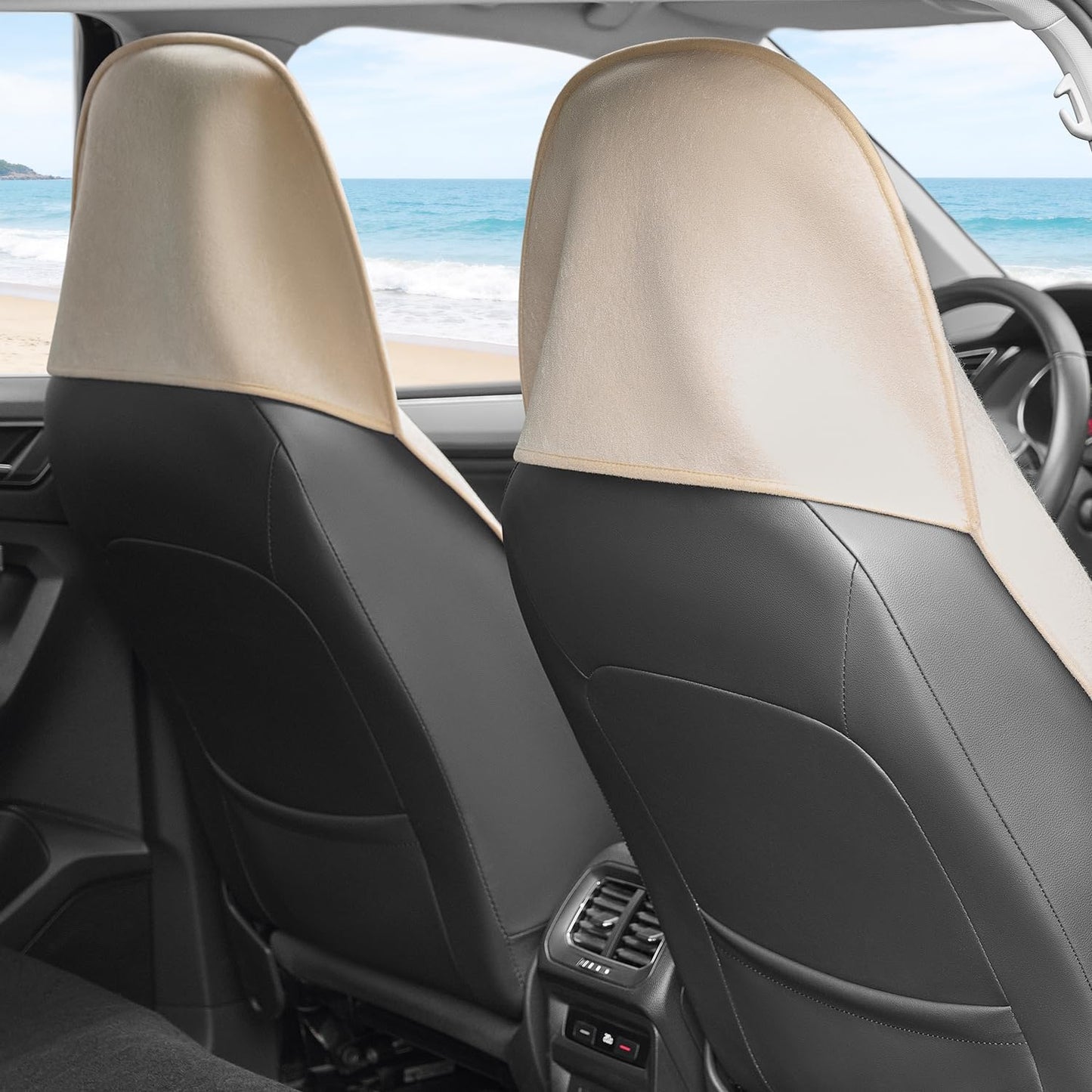 Funda impermeable asiento coche universal beige 2 pzas