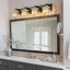 Lámpara baño cristal negro y dorado 4 luces moderna