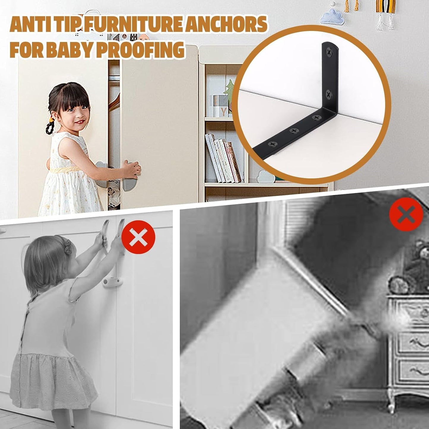 Kit anclajes pared para muebles 400lb seguridad bebés