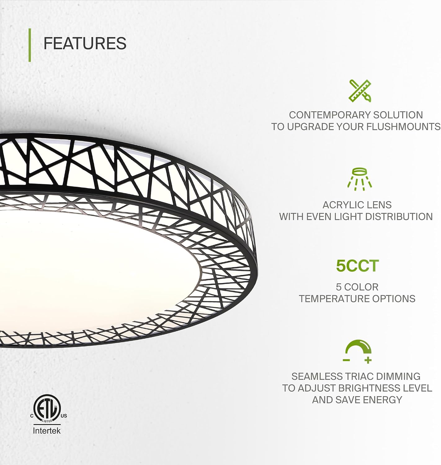 Lámpara techo LED empotrada 18pulg regulable 2700K-5000K