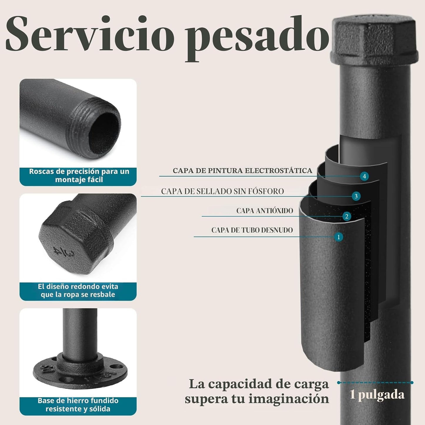 Perchero hierro fundido pared resistente para colgar ropa
