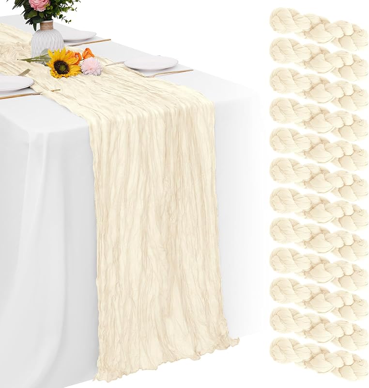 Pack 12 Caminos Mesa Marfil Boho Estopilla Gasa Boda Fiesta