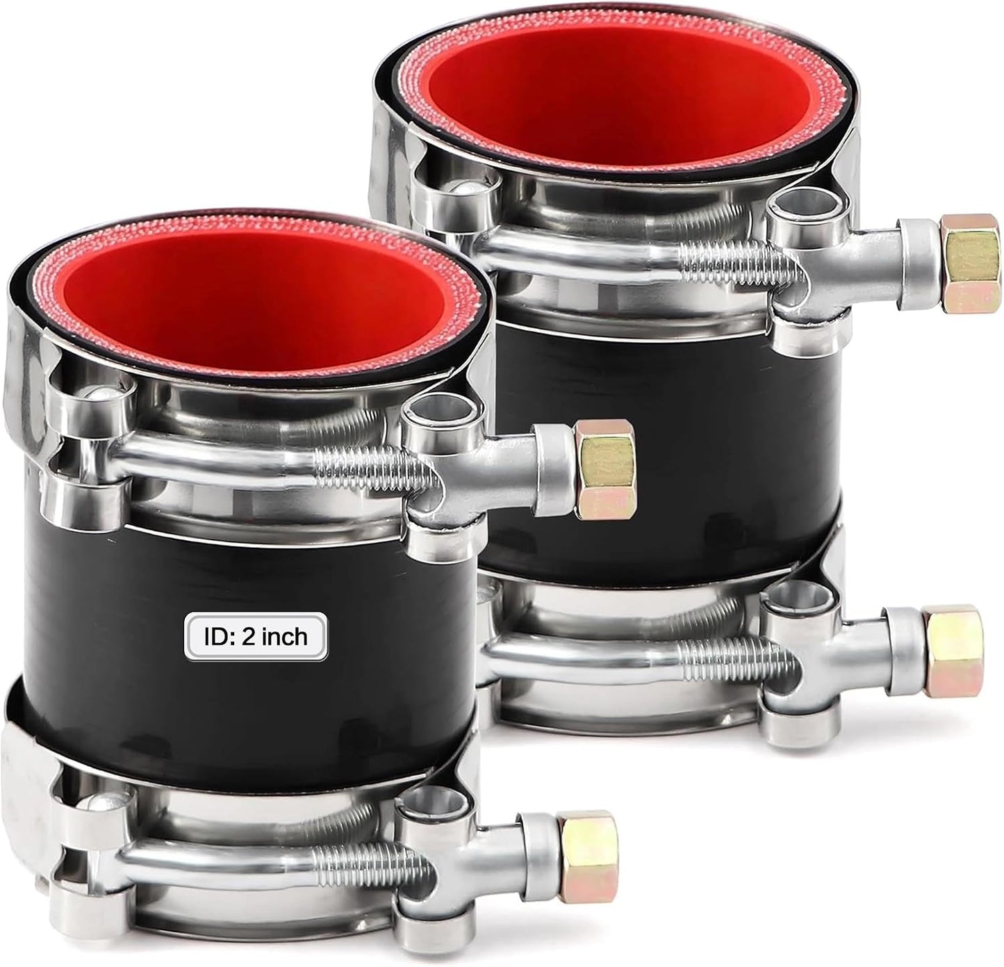 2 Pzas Acoplador Silicona 2" 4 Capas con 4 Abrazaderas T