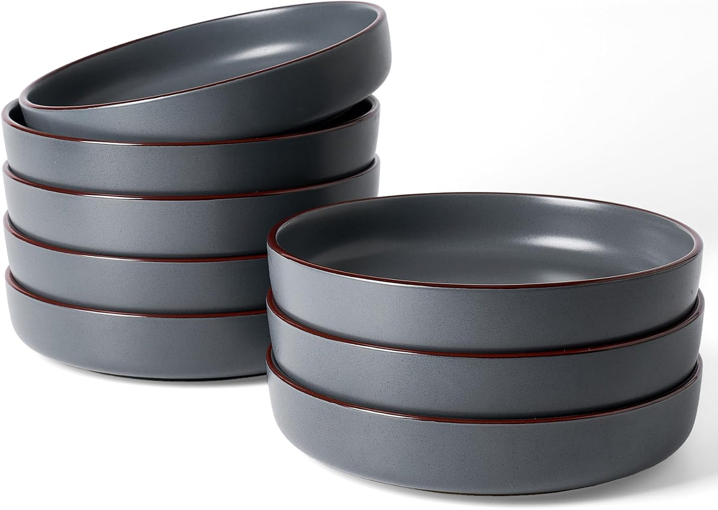 Set 8 Cuencos Cerámica Pasta 33oz Color Carbón