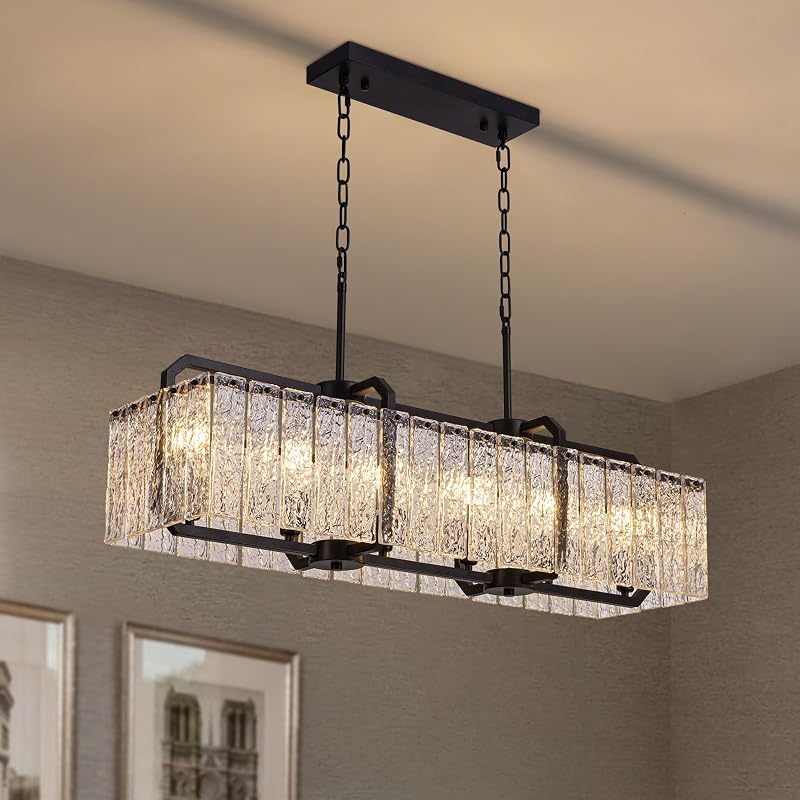 Candelabro rectangular cristal negro para comedor y cocina