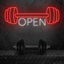 Letrero neón abierto para gimnasio LED rojo