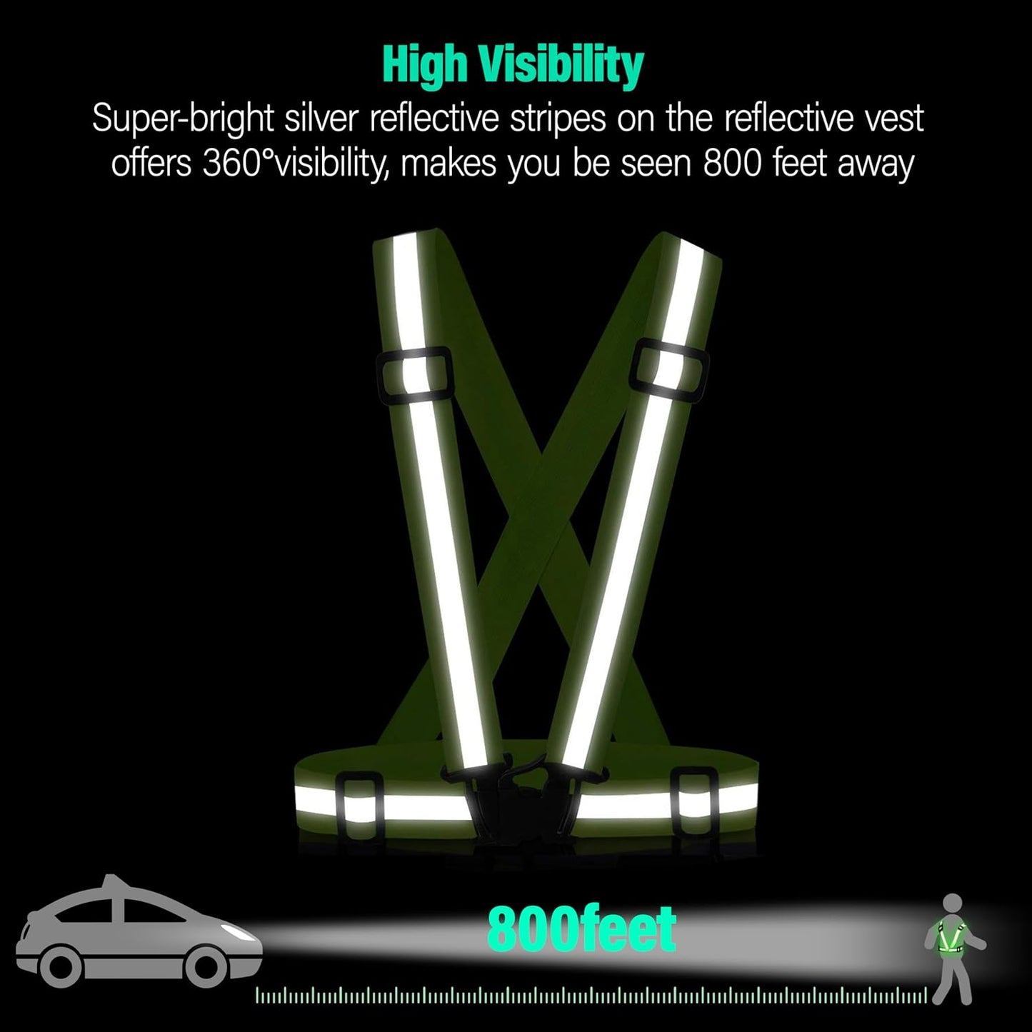 Chaleco reflectante ajustable para correr ciclismo caminar 2 pzas