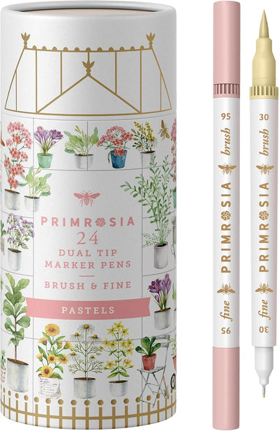 24 Marcadores Doble Punta Pastel Pincel Arte Dibujo