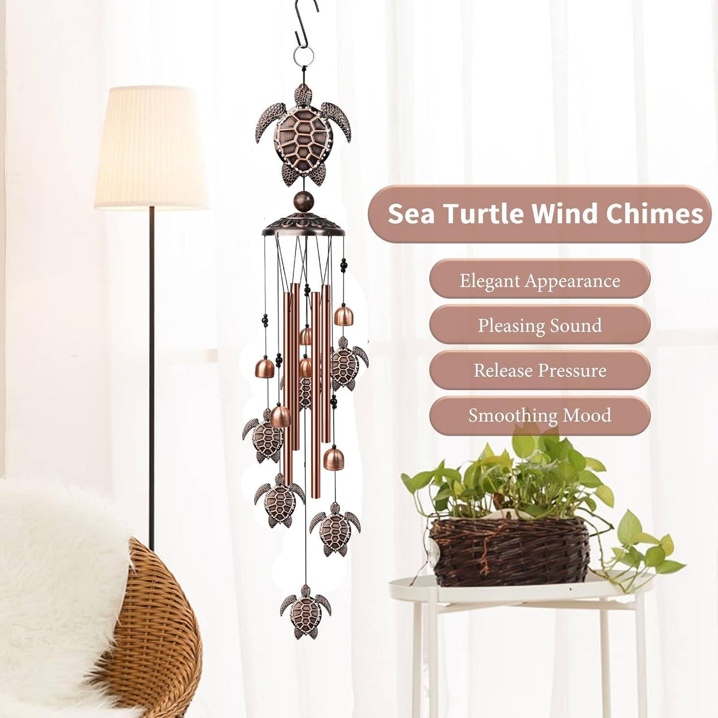 Campanillas viento forma tortuga marina decorativas 35"
