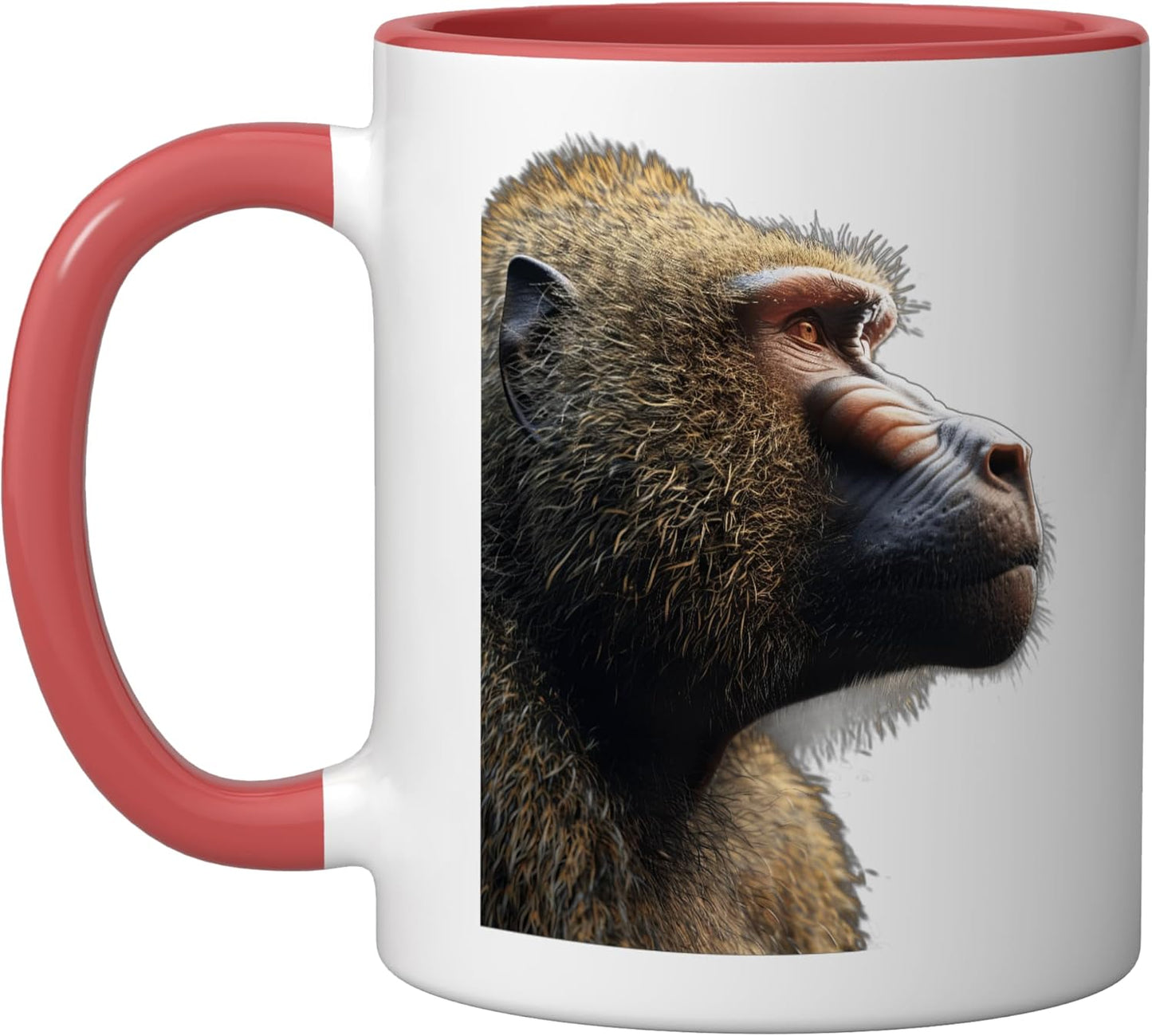 Taza Cerámica Baboon Roja/Blanca