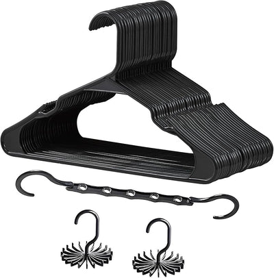 25 Perchas Plástico Antiderrap Negro Ahorro Espacio