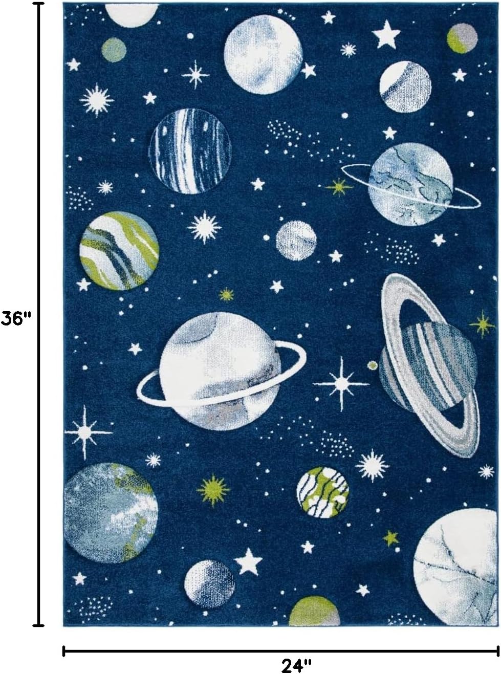 Alfombra decorativa para niños 2x3ft azul marino y marfil