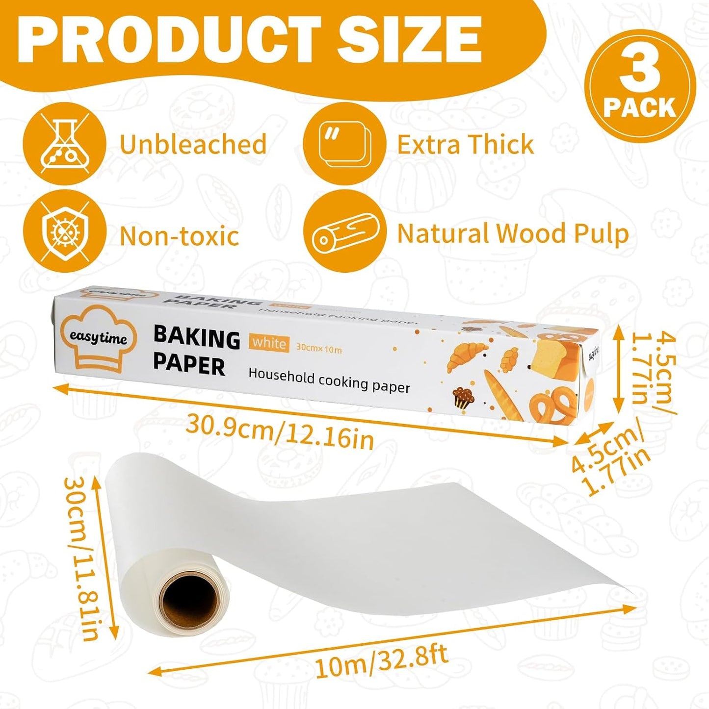 Papel pergamino con cortador de metal integrado, rollos de 12 pulgadas x 32.8 pies