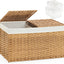 Canasta almacenamiento ratán tapa 22x13" plegable 65L