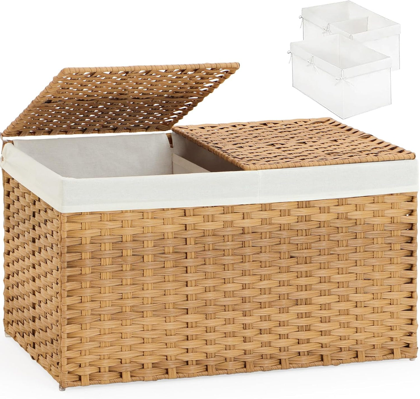 Canasta almacenamiento ratán tapa 22x13" plegable 65L