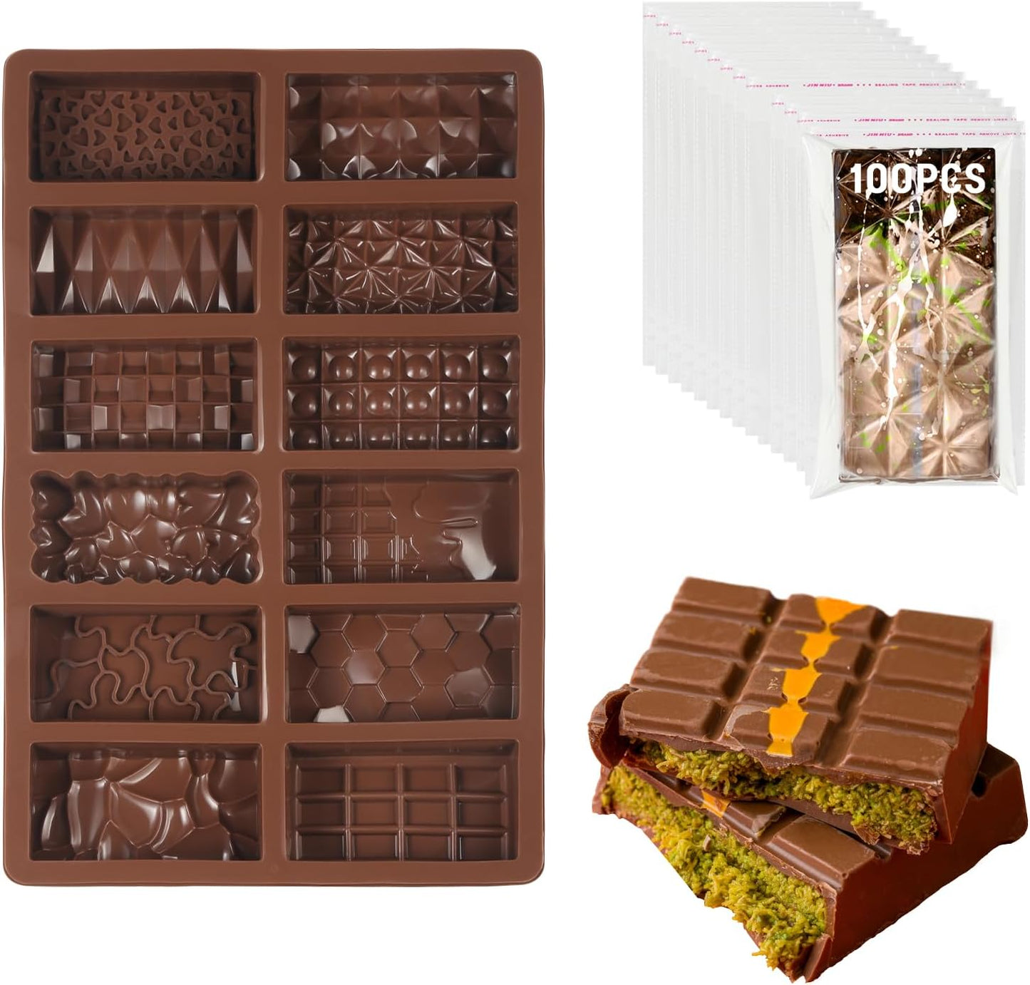 Moldes Chocolate 12en1 Silicona 1pulg 100pzas