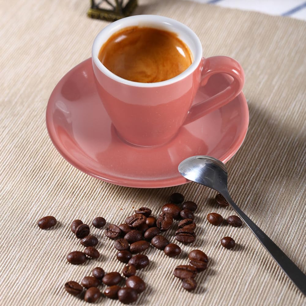 Set 2 Tazas Espresso Porcelana Platillo 80ml Rosa