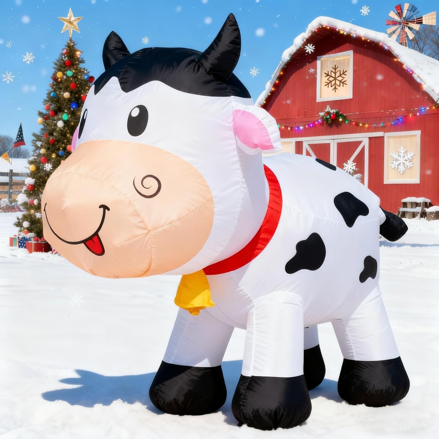 Inflable vaca 6ft para Navidad patio luces LED