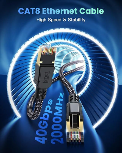 2 Cables Ethernet Cat 8 Trenzado 6ft