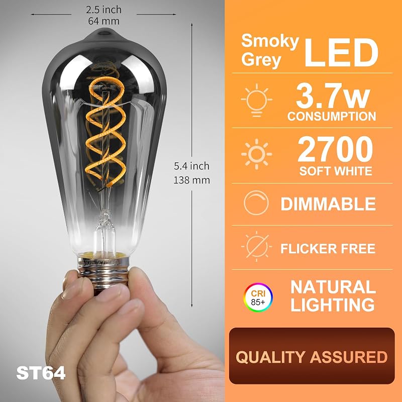 Bombilla Edison vintage gris ahumado 4W 2700K