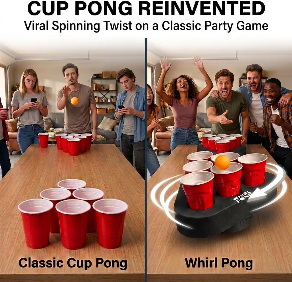 Set Pong Taza Giratoria Recargable para Fiesta