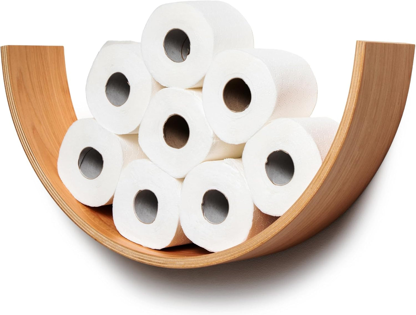 Soporte papel higiénico madera con estante flotante