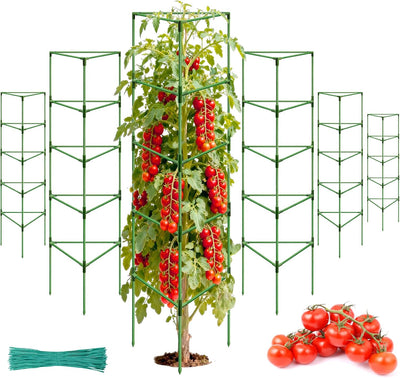 6 Jaulas Tomate Altas Estacas 72pulg Enrejado Ajustable Jardín