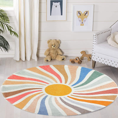 Alfombra redonda arco iris para bebé y niños 4ft