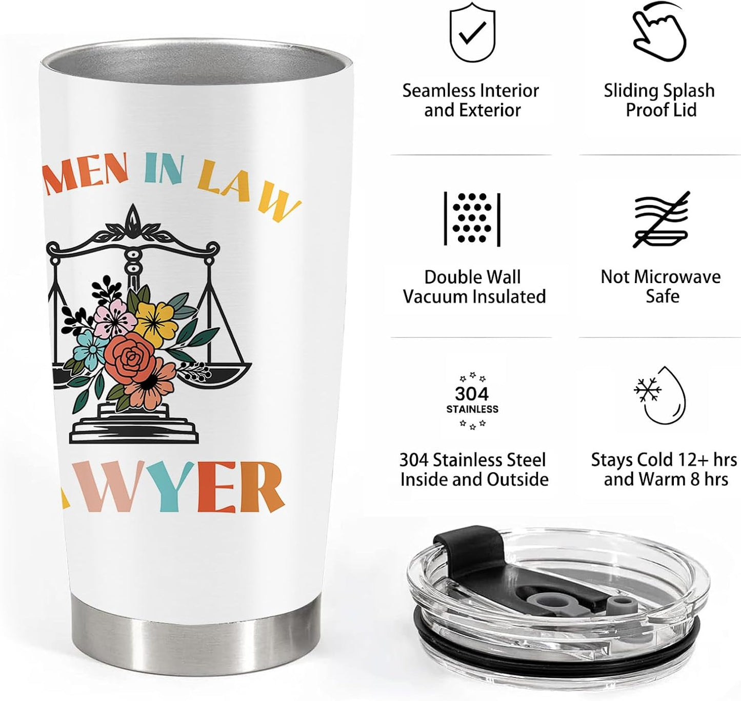 Taza acero inox 20oz con tapa y pajita graduación derecho