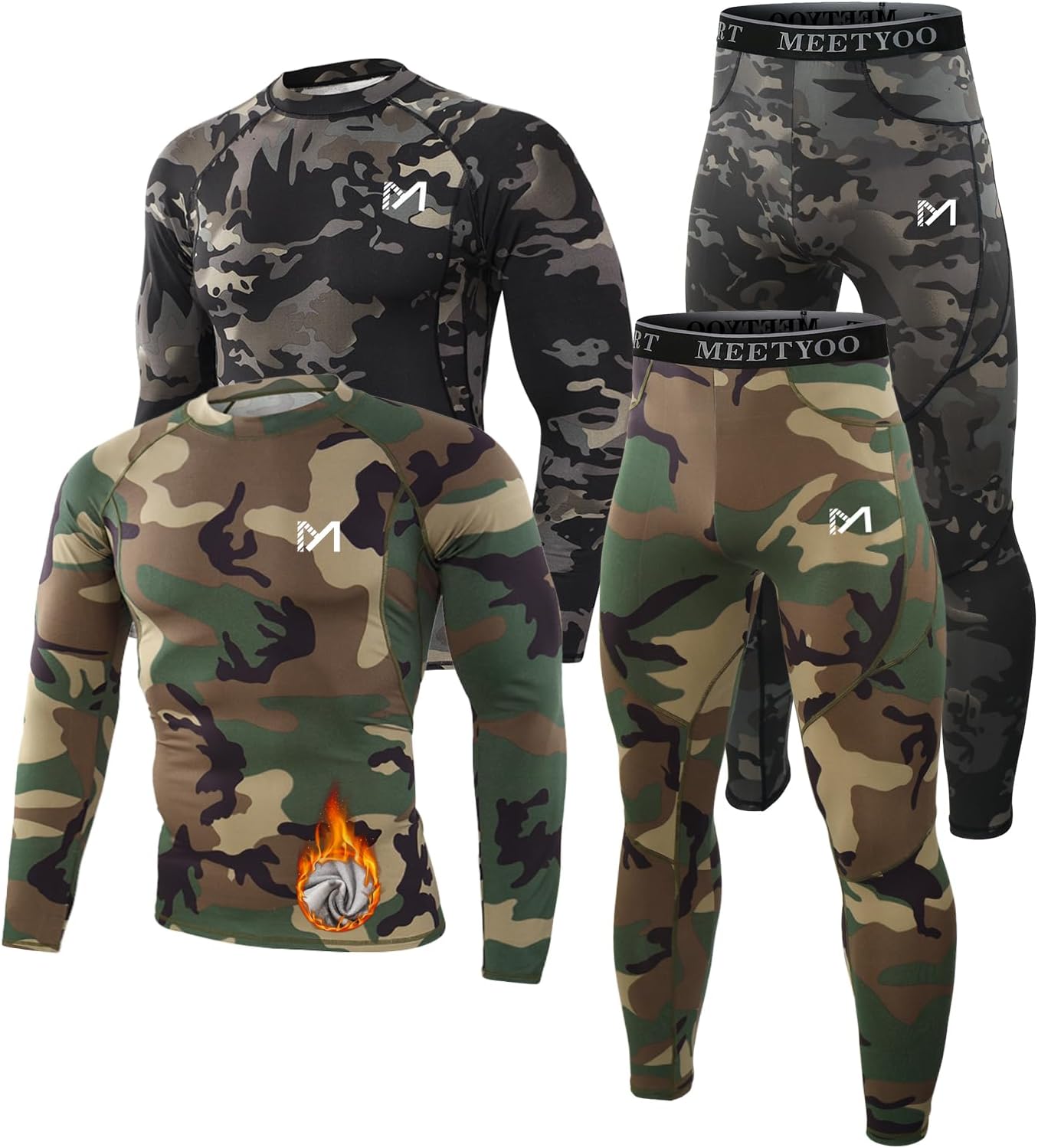 Calzoncillos térmicos forrados para caza hombre 2 set