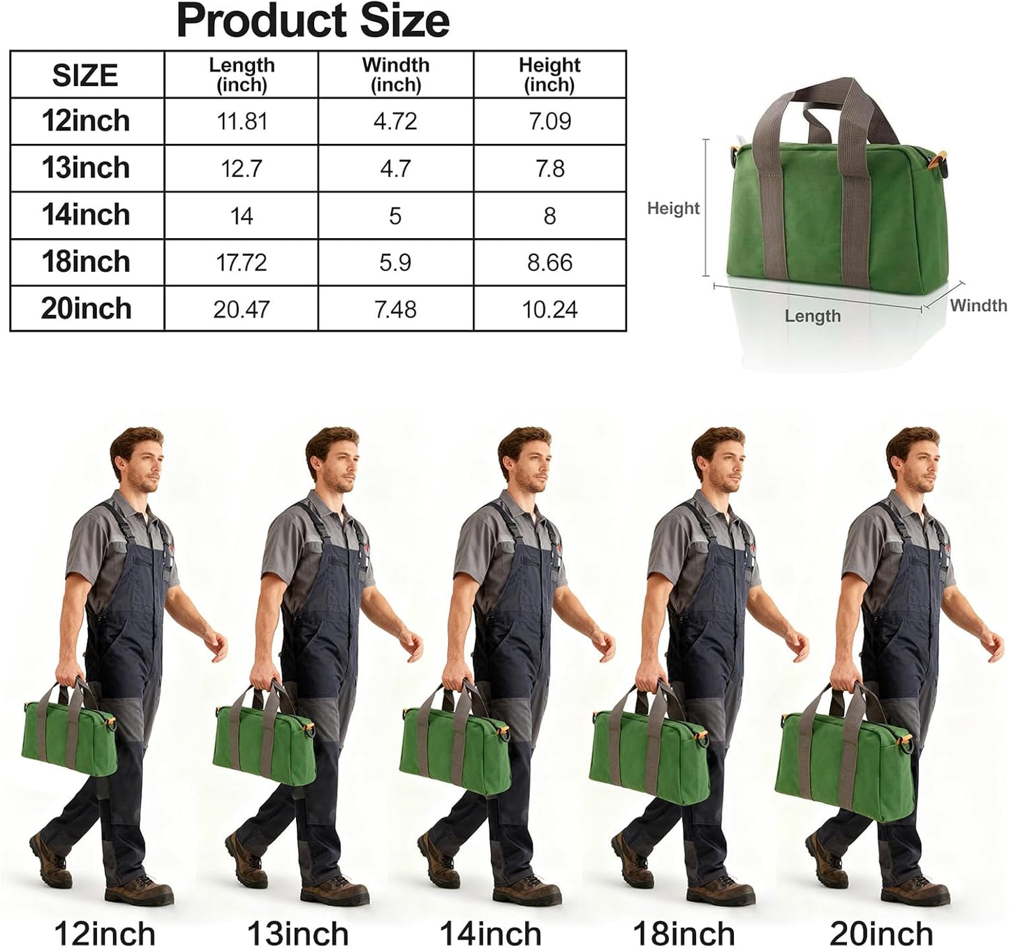 Bolsa herramientas lona cremallera multiusos