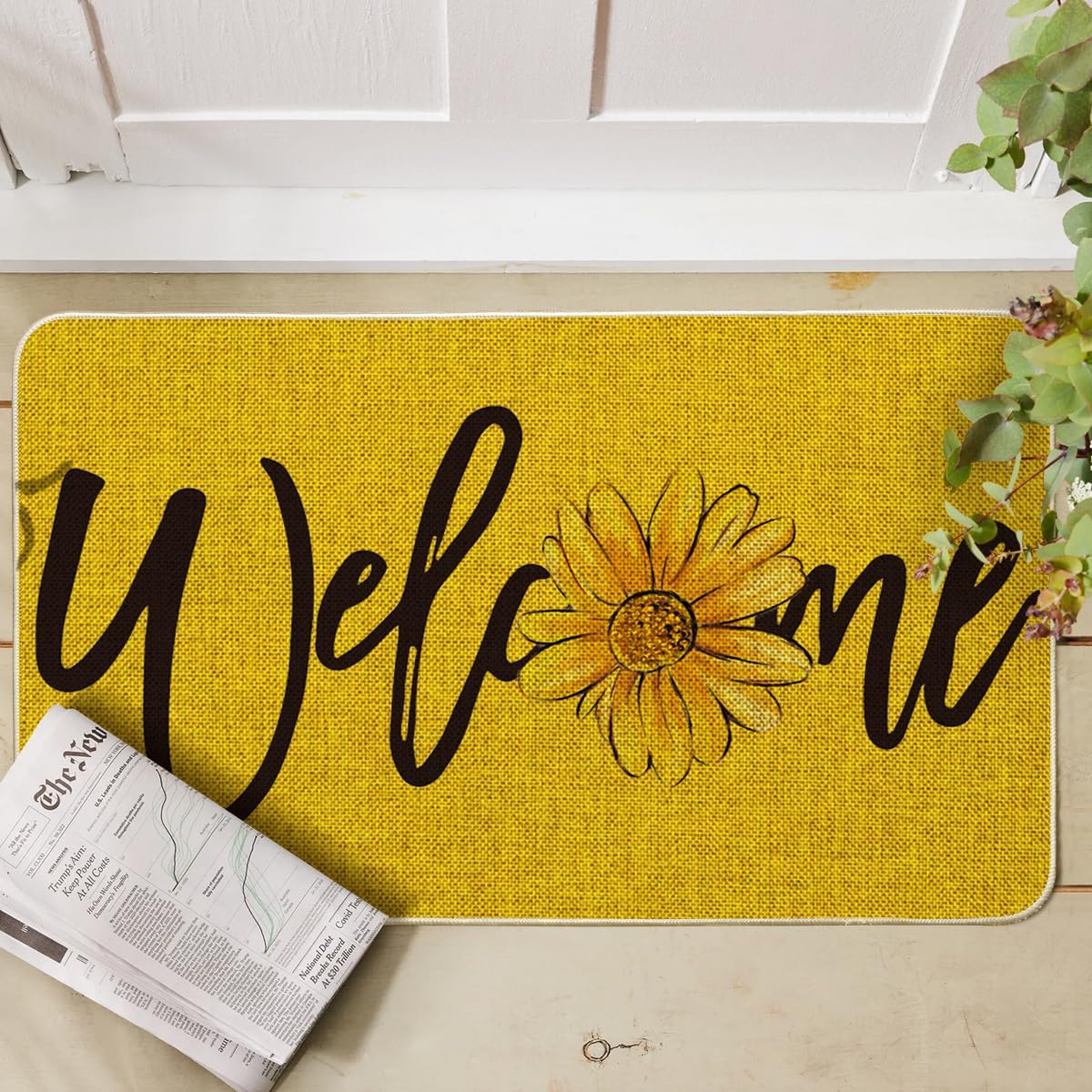 Tapete puerta interruptor bajo diseño girasol 17x29pulg
