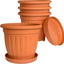 Macetas plástico 12.6pulg drenaje juego 4 terracota