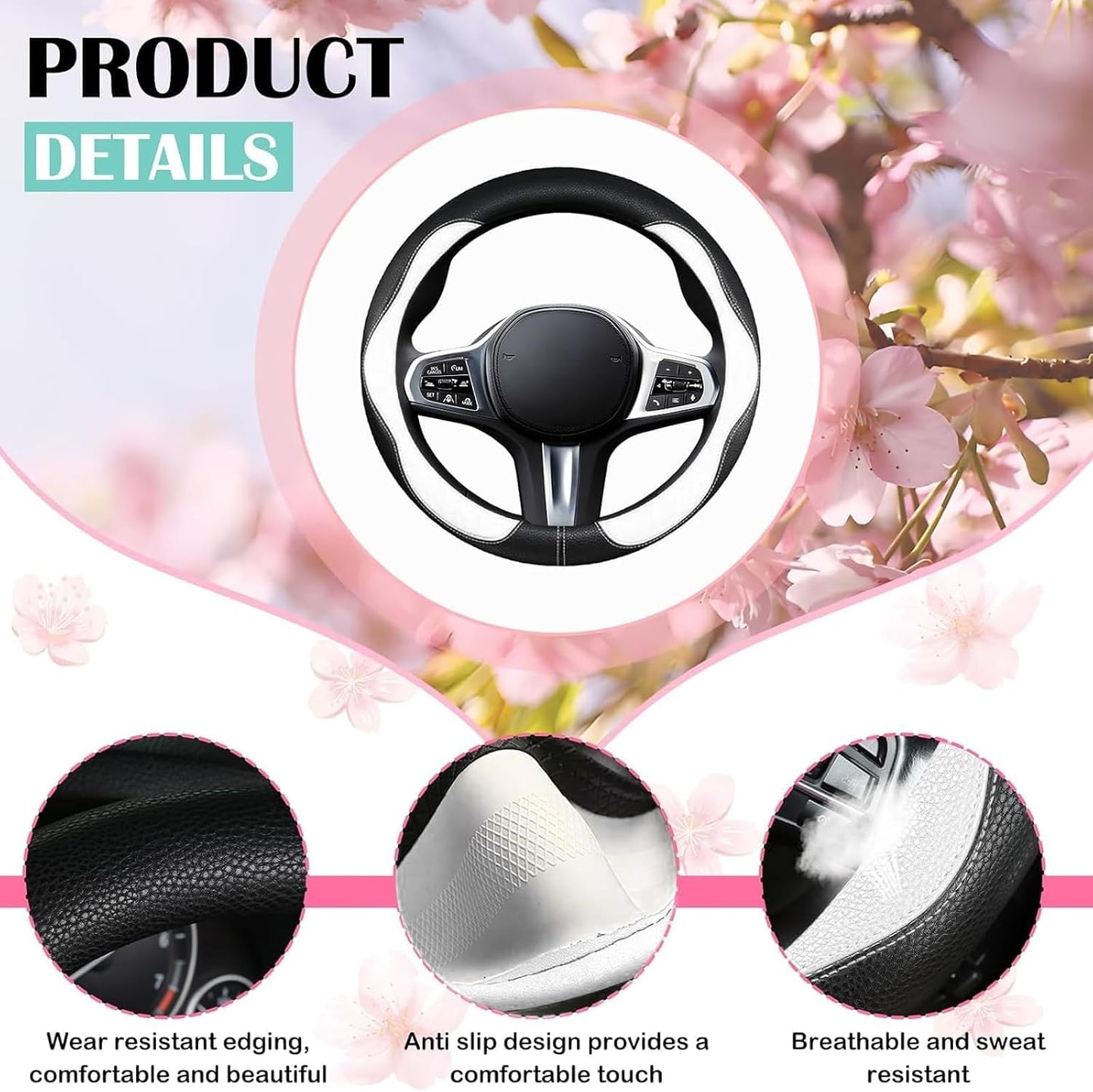 Funda volante auto PU antiderrap universal cómoda
