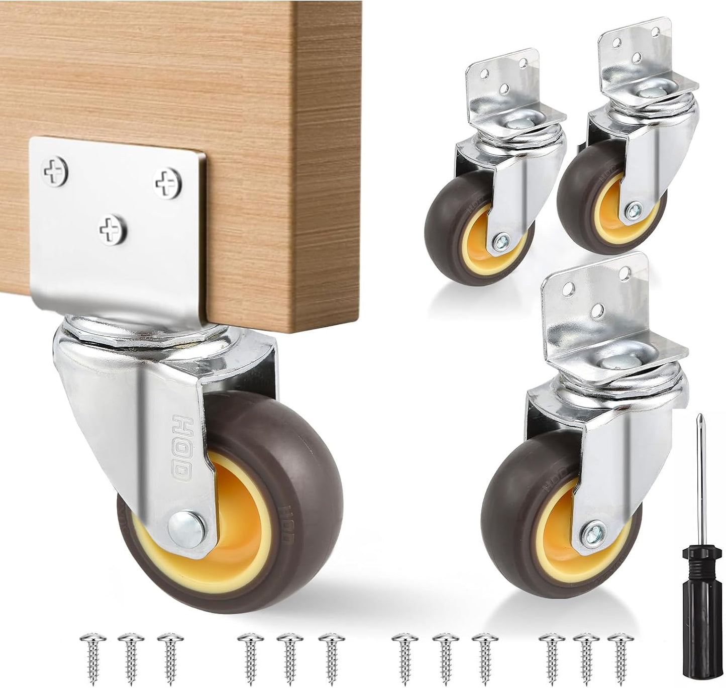 Ruedas giratorias 360° en L 2pulg set 4 para muebles bebé