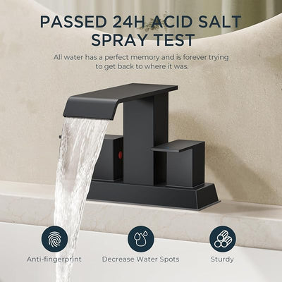 Grifo cuadrado baño cascada negro mate 4" 2-3 orificios