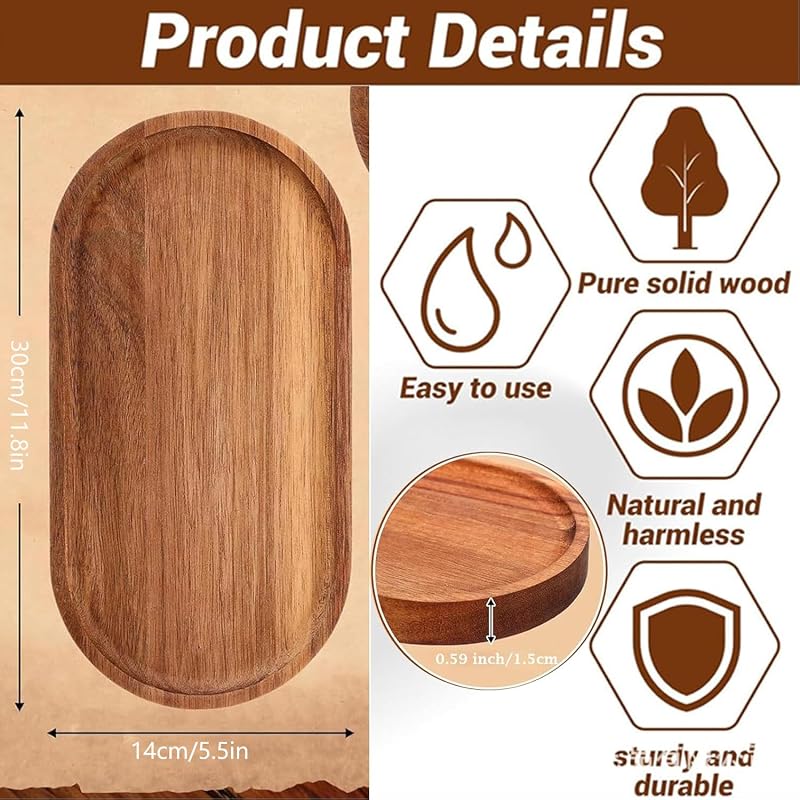 Bandejas madera servir 12x5.5pulg set 8