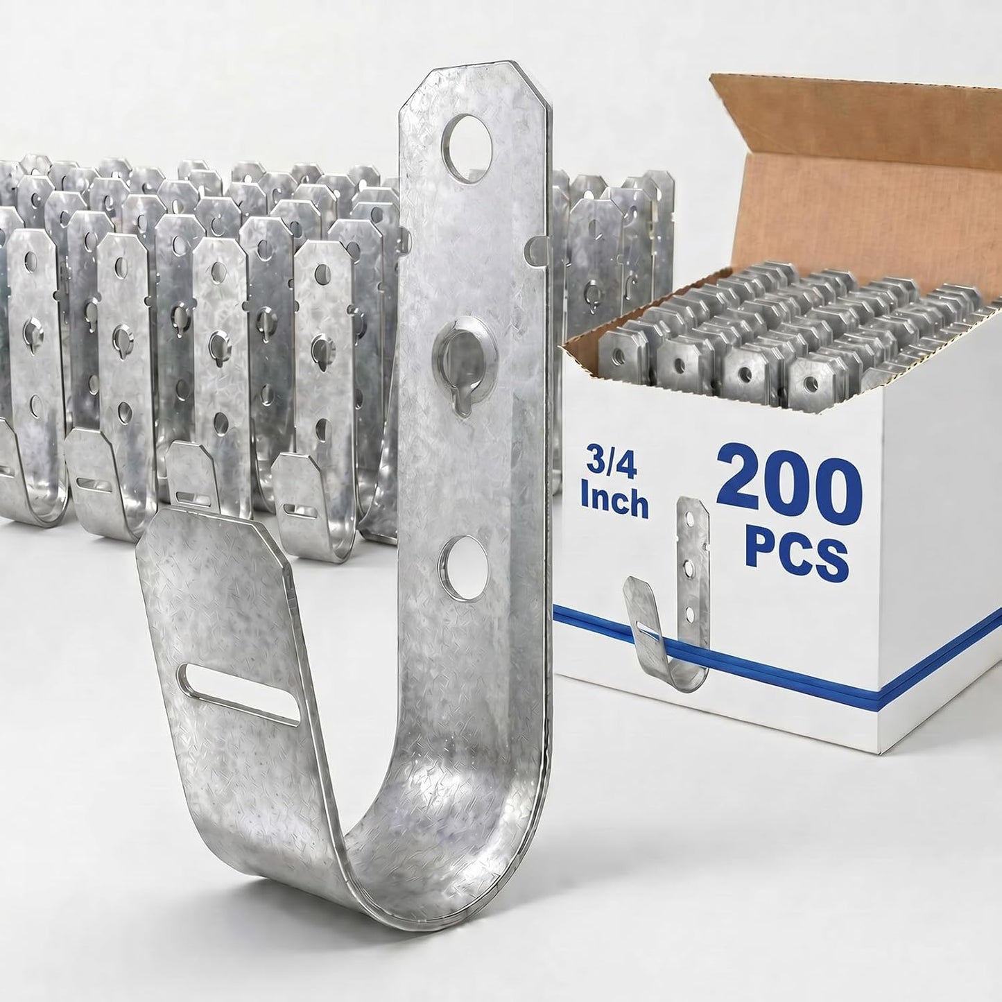 200 Ganchos Pared Acero Galvanizado G60 Plateado