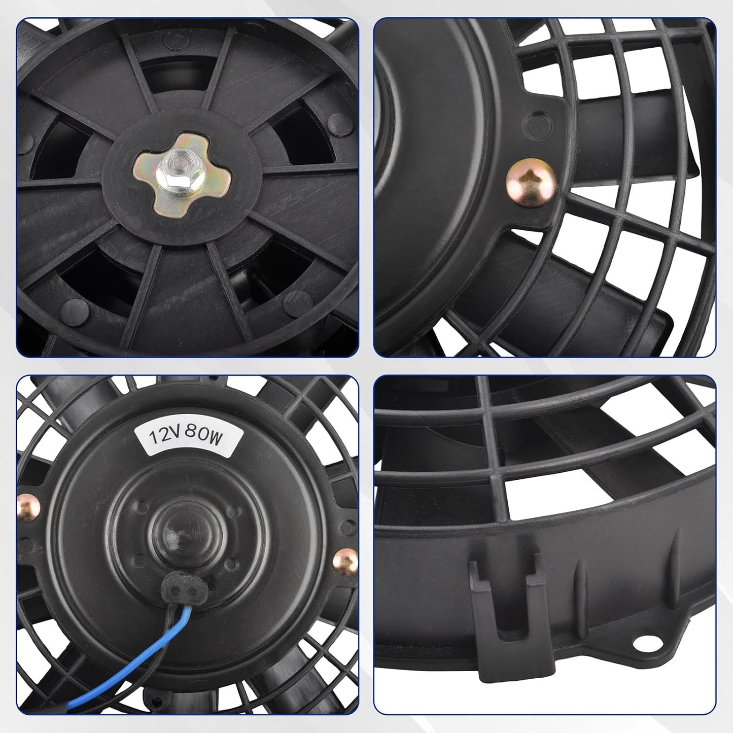 2 Kit montaje ventilador radiador 7" 12V 80W negro