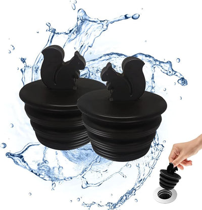 Enchufe universal bañera 2 tapones silicona forma ardilla negra
