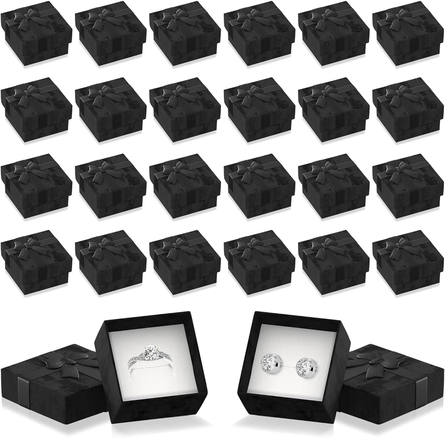 24 Cajas Anillos Cartón Negro 1.57x1.57" Duraderas
